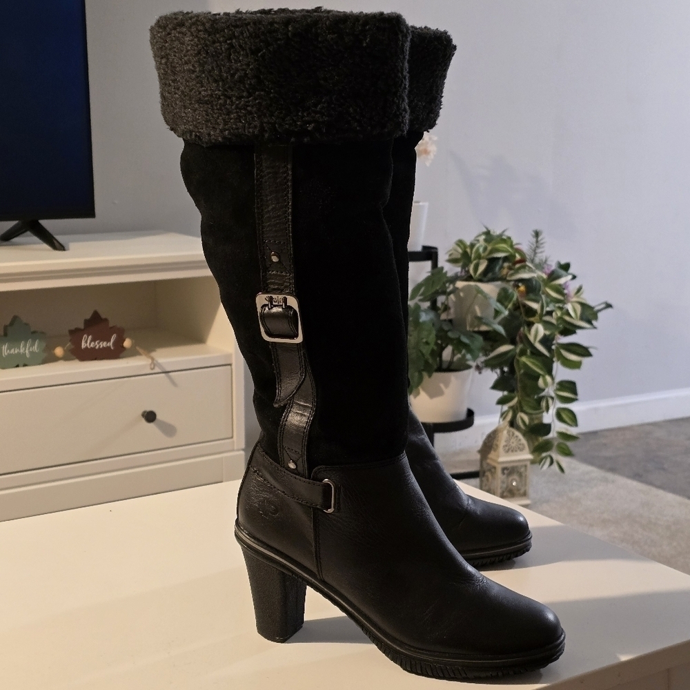 Pajar canada leather suede upper heels boots color black size 8-8.5 Euro 39